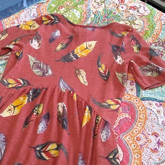 LOVE KUZA Burnt Orange/Red Feather Modest Dress M - Picture 8 of 8